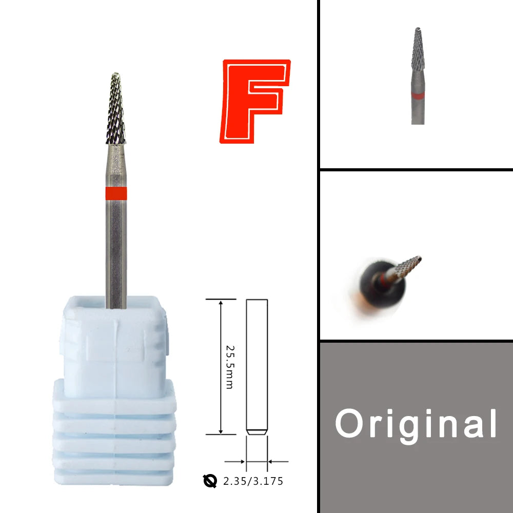 RolinStar Dental&Nail 9 type with Spiral Cut powder Carbide Burr nail drill bit cuticle clean