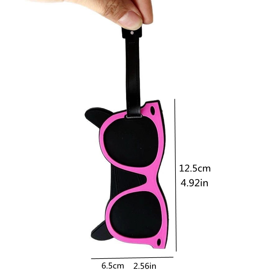 1/2pcs pink vacation sunglasses pendant airport luggage anti loss ID tag essential for business travel luggage name tag unisex