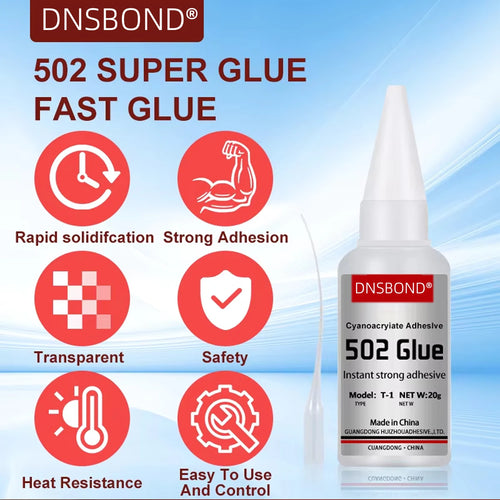 1-5pcs 502 Super Glue Instant Quick-drying Cyanoacrylate Adhesive Leather Rubber Wood Metal Strong Bond Liquid Glue Tool