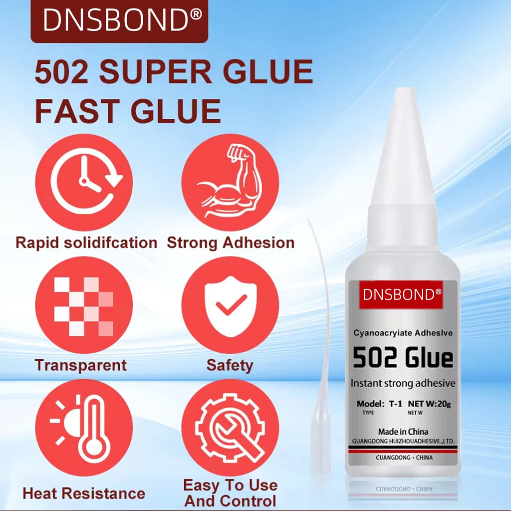 502 Super Glue Clear Strong Adhesive Fast Drying Cyanoacrylate Glue for Wood Rubber Leather Plastic Metal Jewelry DIY Crafts