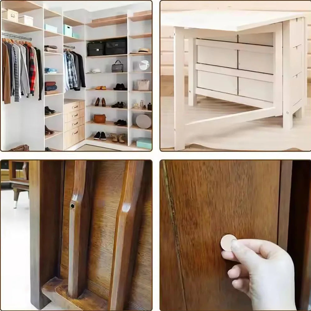 54Pcs/SET  Wooden Furniture Self Adhesive Screw Cap Cover Hole Stickers Wood Craft Desk Cabinet Drawer Art Sticker Ornament