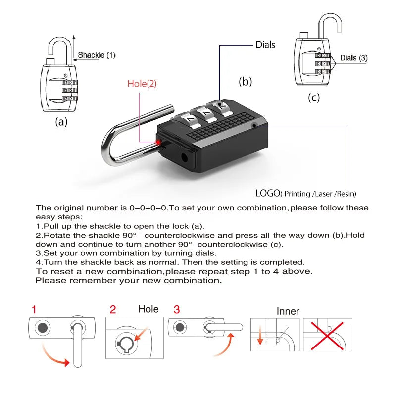Mini Alloy Password Lock 3 Digit Code Number Combination Padlock Luggage Zipper Bike Handbag Suitcase Drawer Firm Durable  Locks