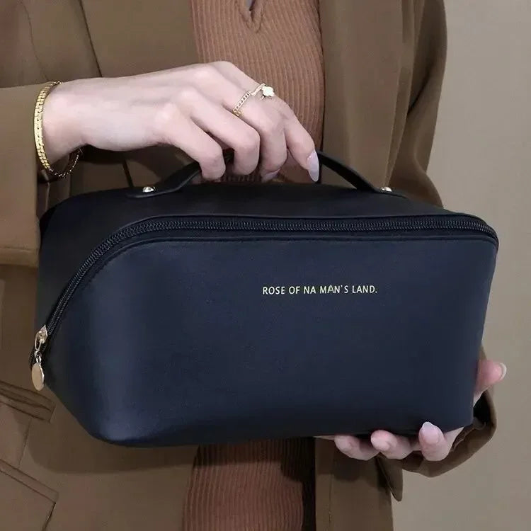 Cosmetic Bag PU Leather Large-capacity Travel Cosmetics Storage Bags Women Portable Handbag Multifunction Waterproof Washing Bag