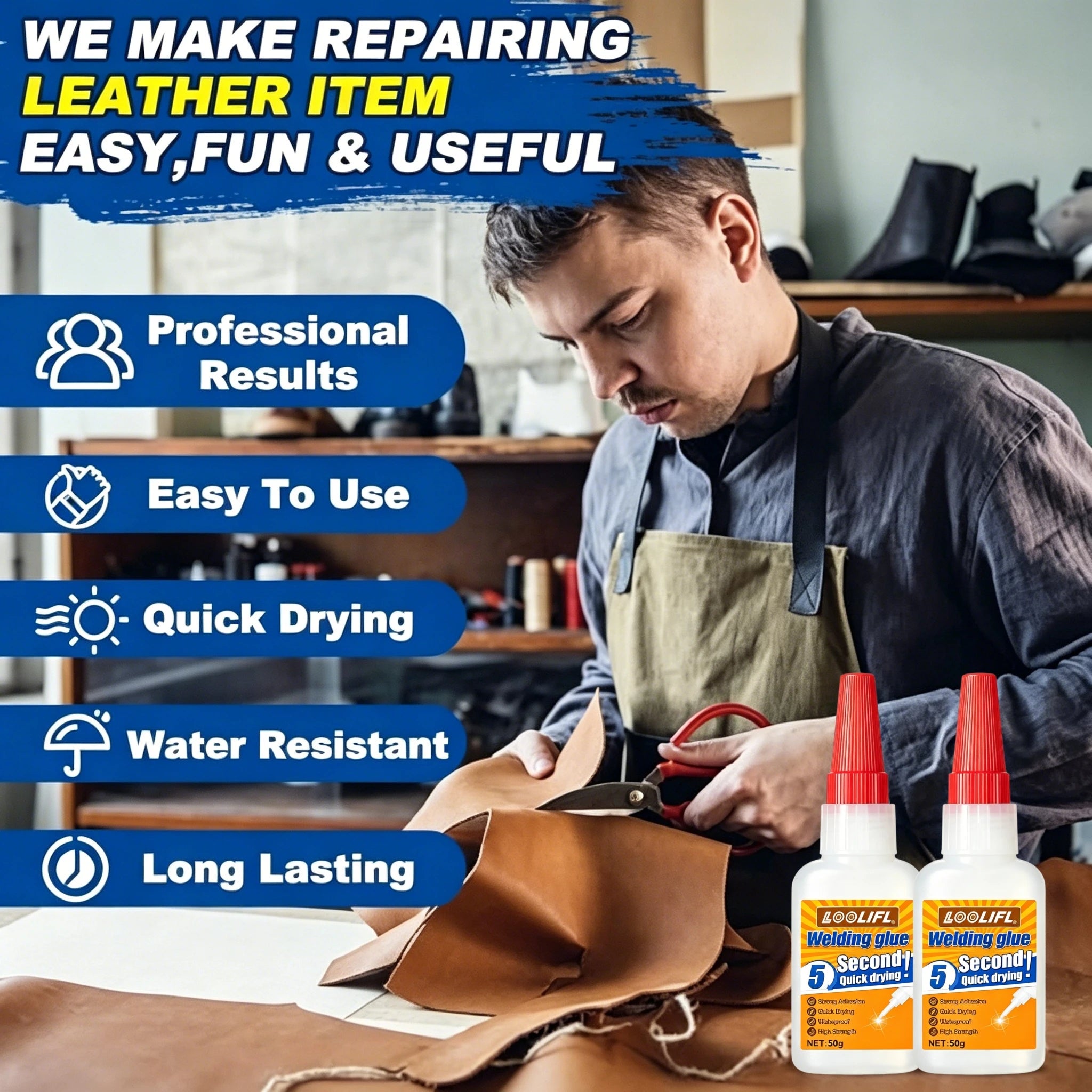 50g Dry Oily Welding Super Glue Waterproof Instant Adhesive With Nozzles For Metal Ceramic Shoe Wood Glass DIY Daily Repair
