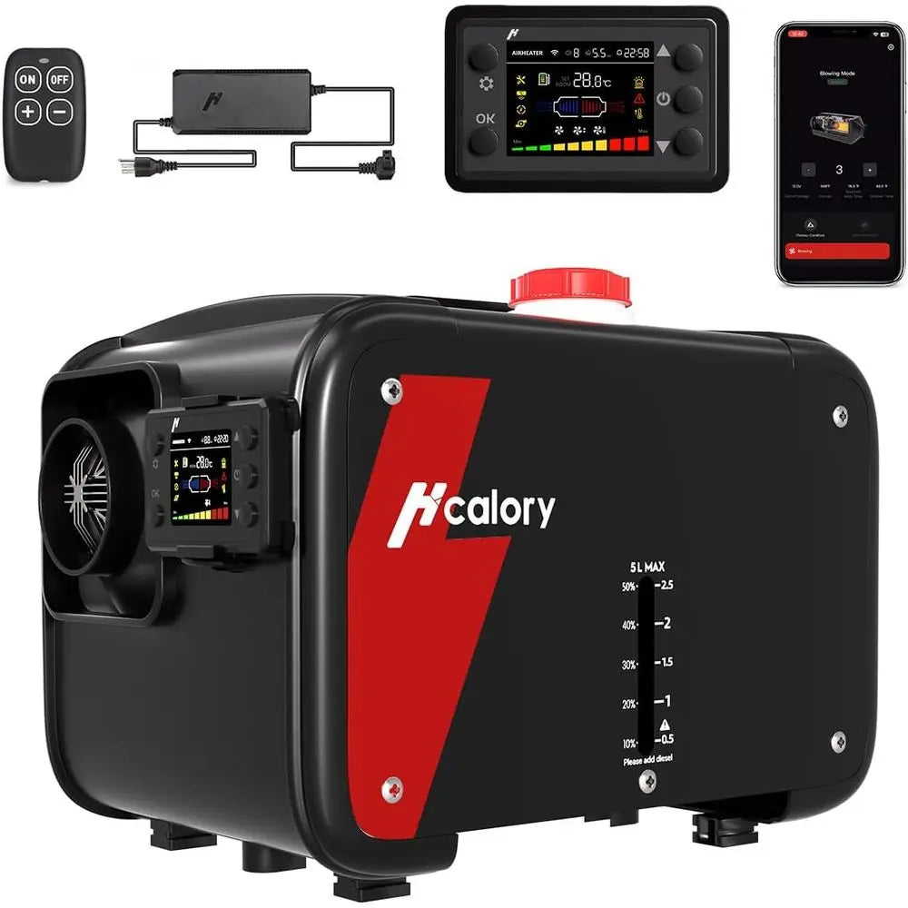 HBH1S 8KW Portable Diesel Air Heater App Control 10 Temperature Modes 18% Higher Burning Efficiency Auto Start Stop 110V AC For Car RV Campers 2025 Upgrade