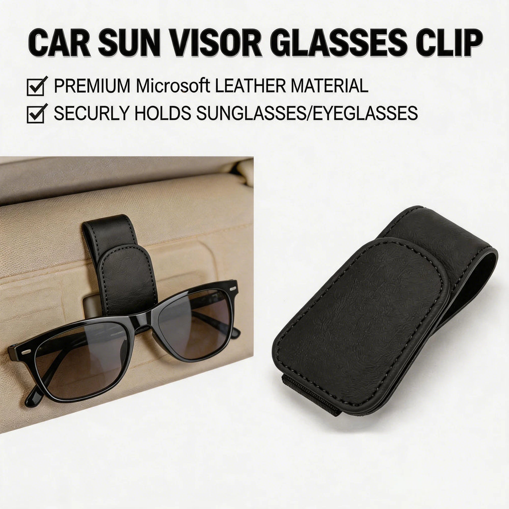 Car Eyeglasses Hanger Magnet Car Sun Visor Glasses Holder Microsoft Leather Clip Sunglasses Holder Ticket Clip Glasses Mount