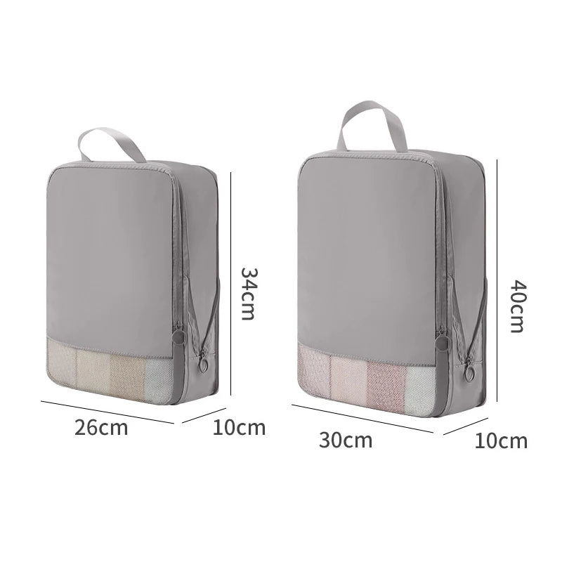 2pcs Set Soft Travel Organizer Storage Bag Suitcase Packing Cubes Set Portable Luggage Clothes Underware Tidy Pouch Compressible