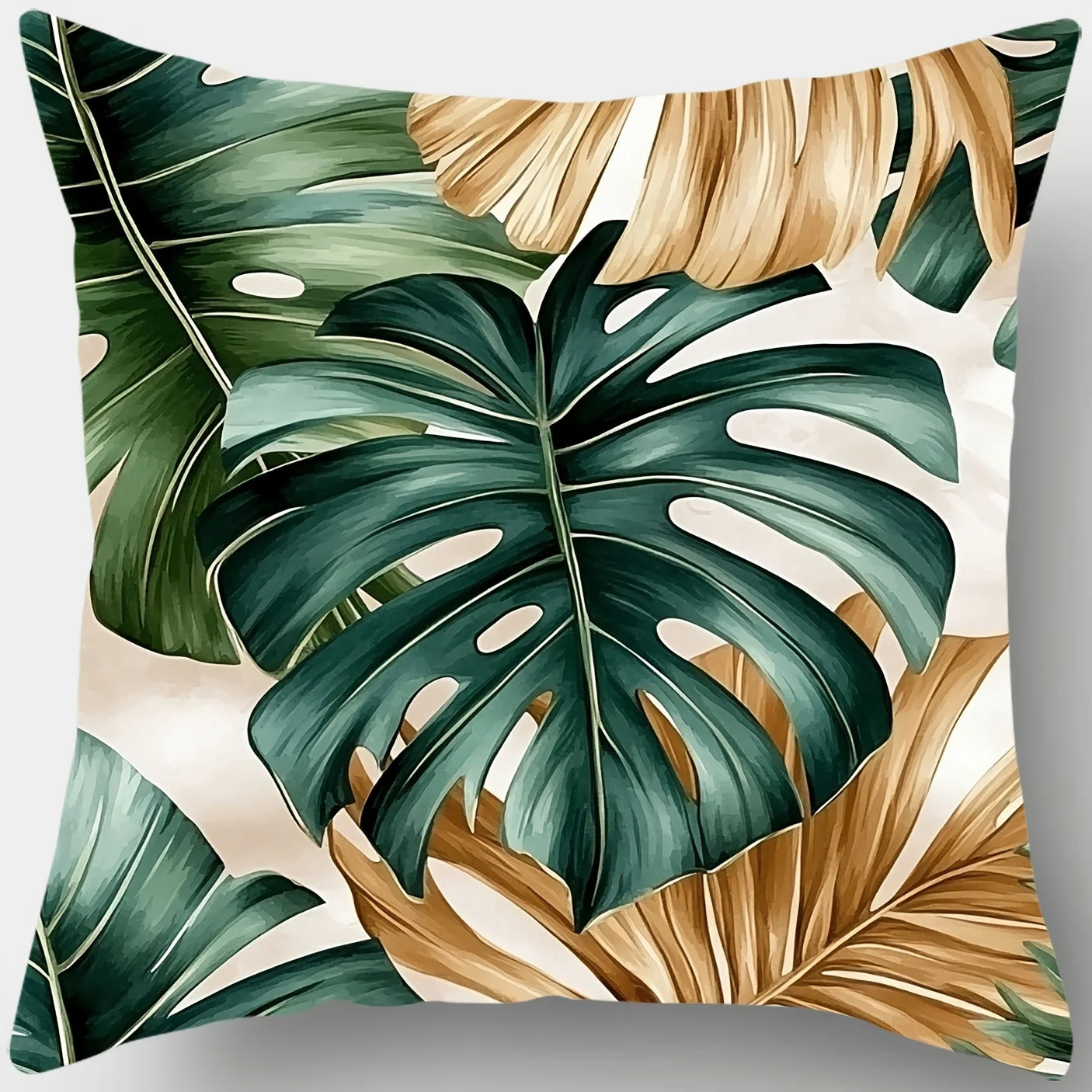 4-piece tropical palm leaf pillowcase set - zipper polyester cushion covers for sofa and living room decoration
