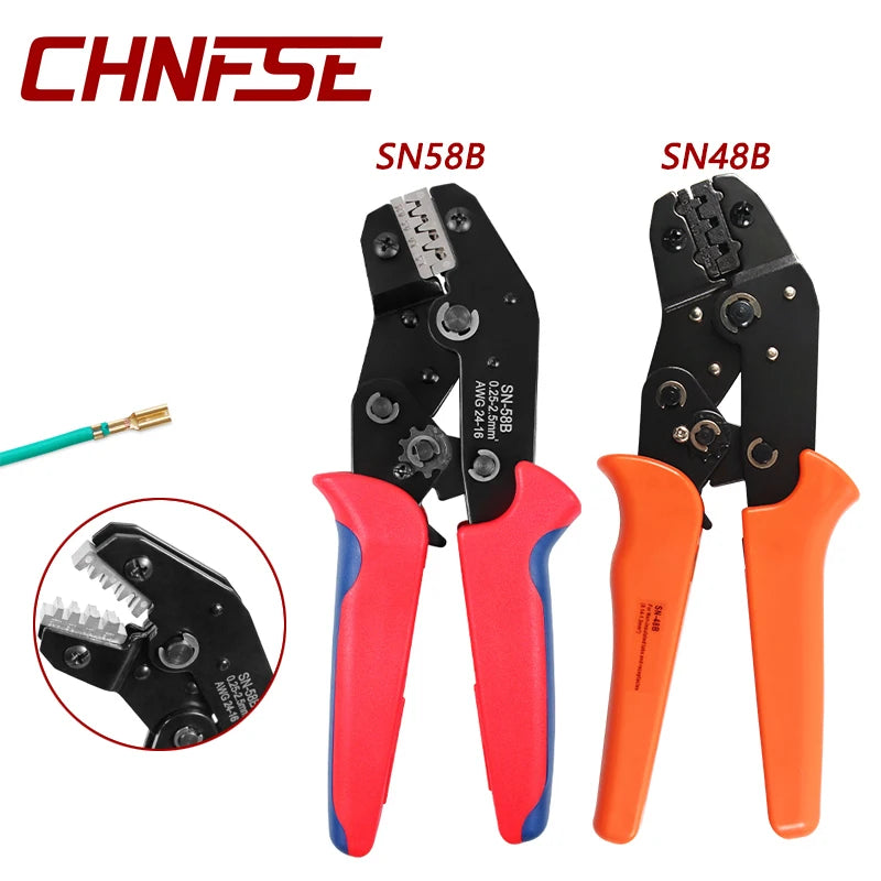 SN58B Crimping Pliers Tool DuPont2.54/2.8/4.8/6.3mm Terminal Insulation Connector Electrical Spade Connector Insulating Sleeve