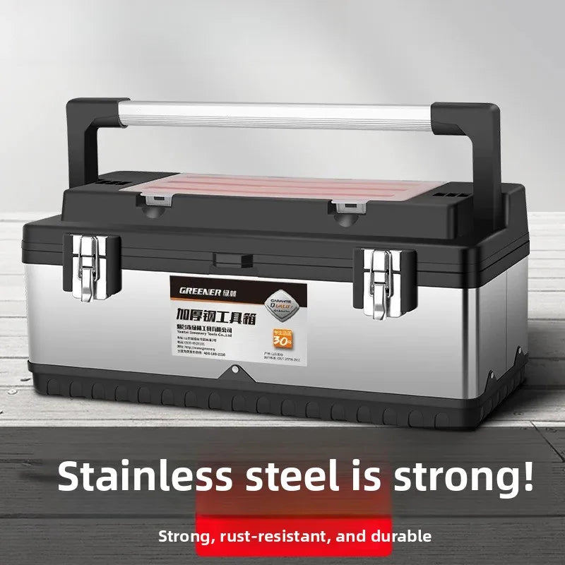 Heavy Duty Stainless Steel Toolbox Large Capacity Portable Hard Case for Electricians and Workshop Tools Tool Box Tool Chest