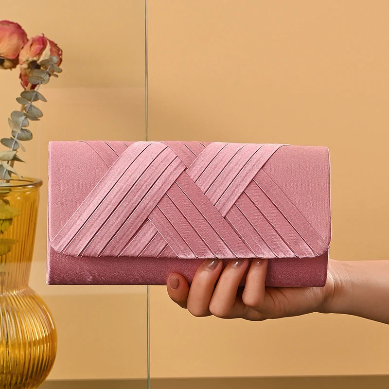 European and American ladies' elegant striped evening bag luxurious socialite gathering hand clutch fashionable single-shoulde