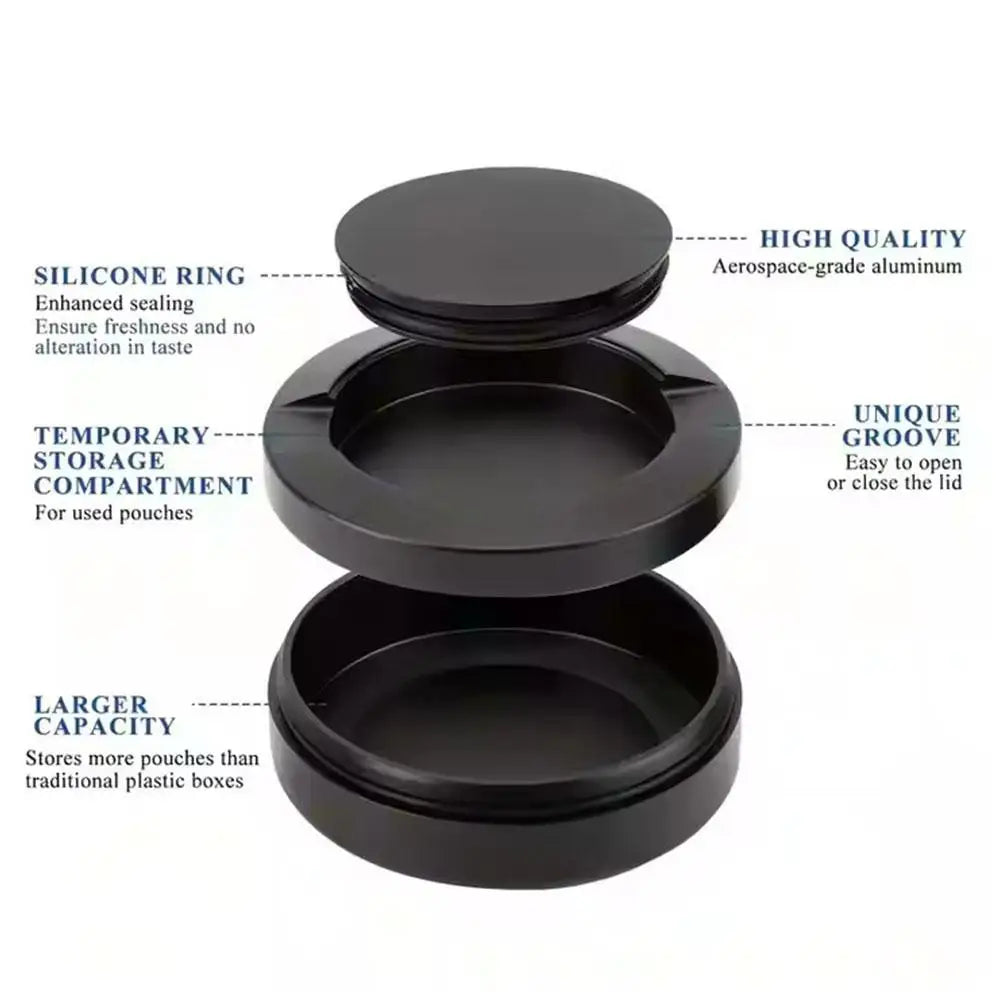 Zyn Metal Can 70MM Container Storage Tin Snus Cans Aluminum Black Color 3 Layers Snuffbox CNC Metal For Snus