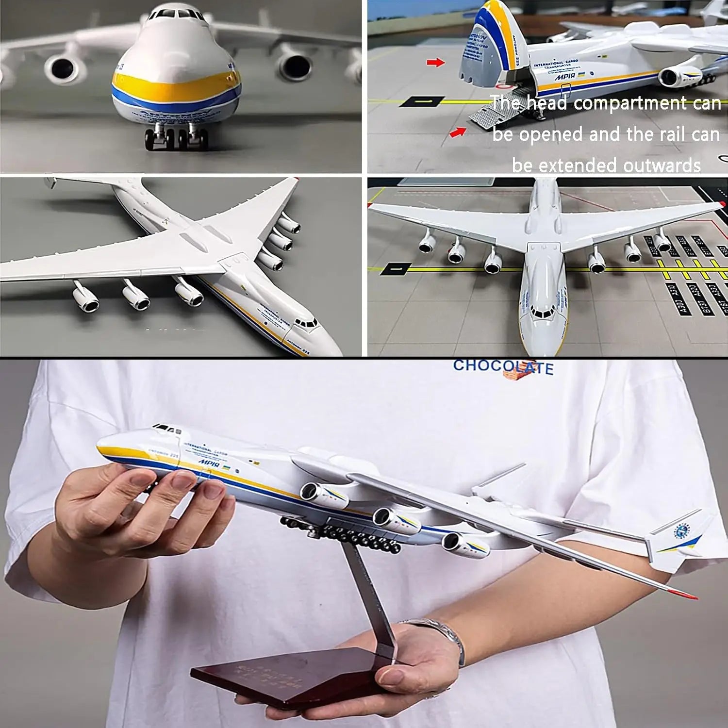 1/200 Scale AN-225 Transport Aircraft 42cm Replica Resin Plastic Model for Antonov AN225 Mriya Collection Display Gift