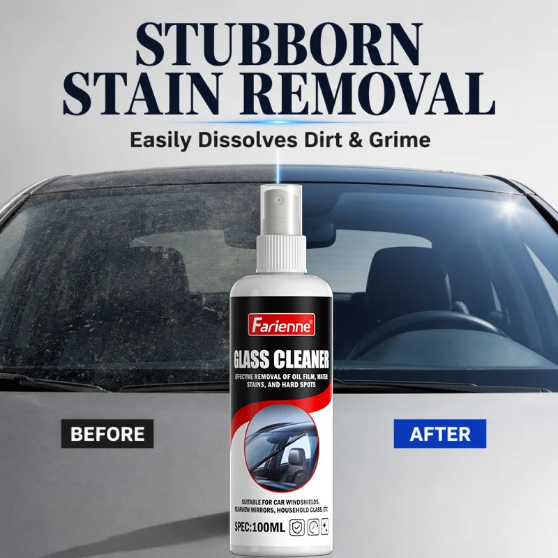 KJM Car Glass Cleaner Spray 100ml Windshield Oil Film Water Spot Remover Streak Free Auto Window Cleaning Liquid