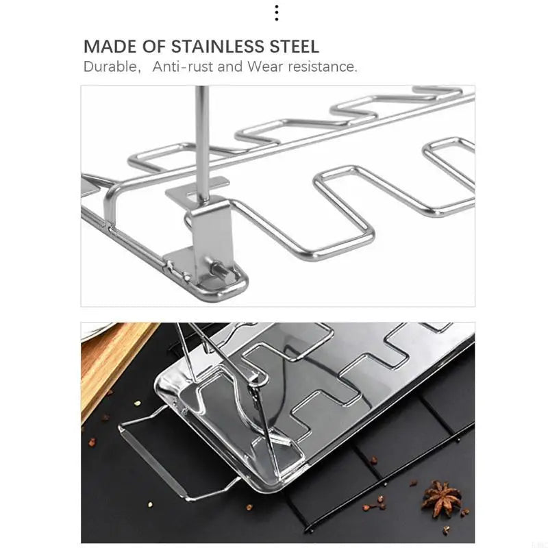 Stainless Steel Chicken Wing Leg Rack Grill With BBQ Pan Barbecue Accessories