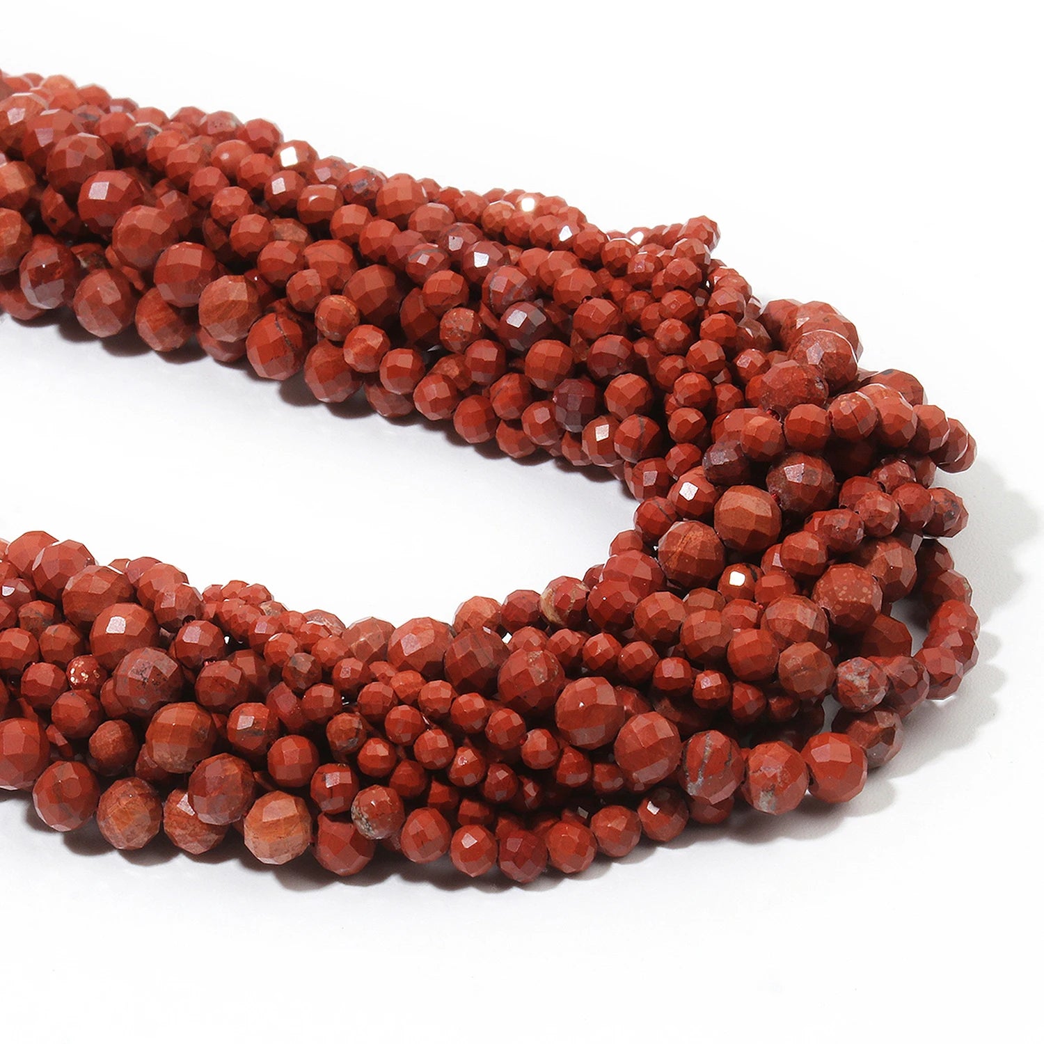 Natural Red Jasper 2mm 3mm 4mm Faceted Round Loose Spacer Beads Diy Bracelet Necklace Jewelry Making Handmade Crafts Accessories