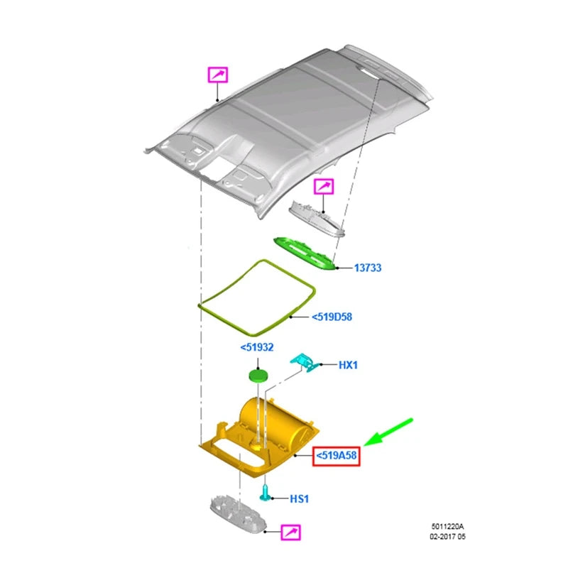 Car Console Roof Reading Light Glasses Box Trim Cover CN15-A519A58-AA For Ford Ranger Everest Mazda BT50 2012-2019 Parts ,B