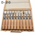 10Pieces D310 Dry Hand Wood Carving Tools Chip Detail Chisel Set Knives Tool