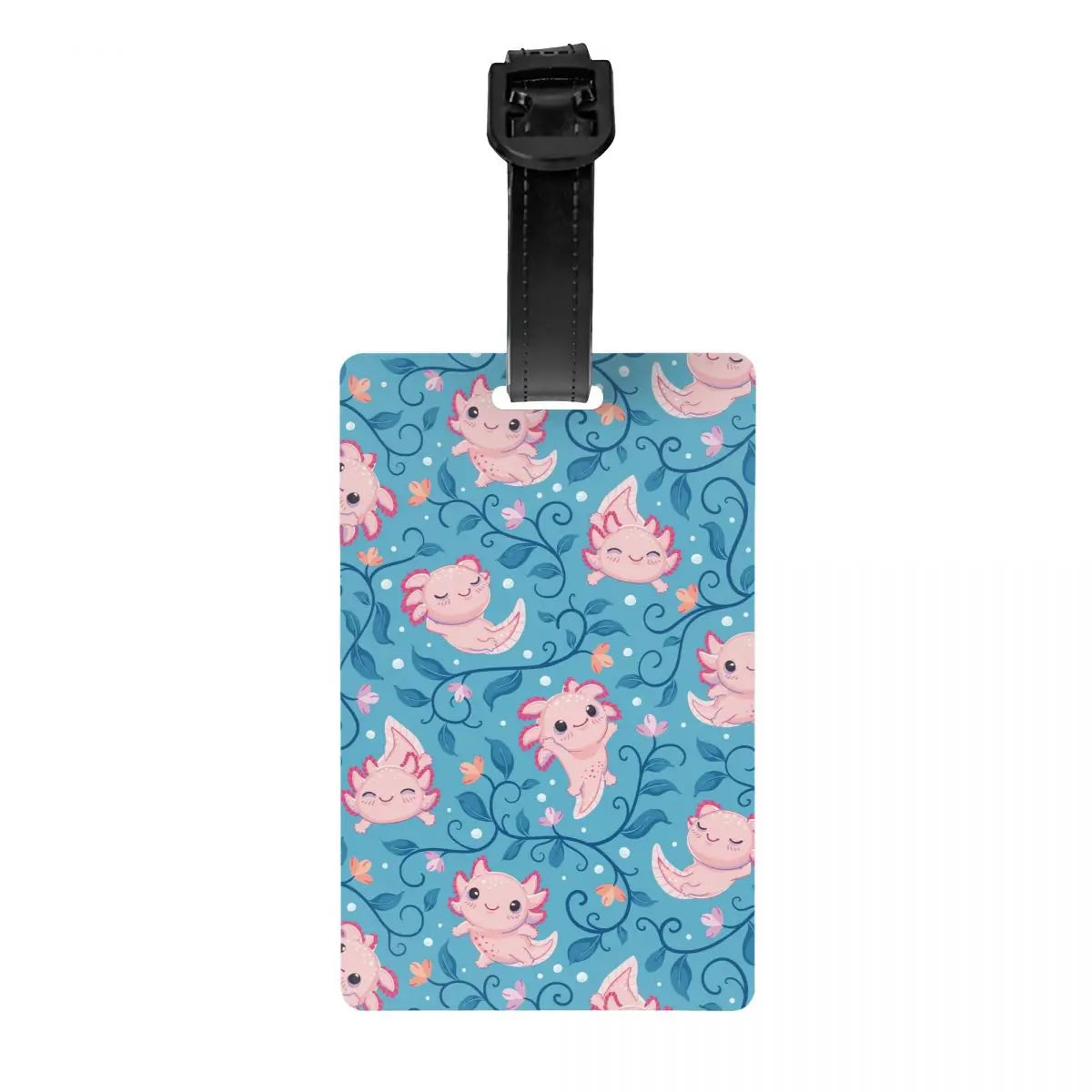Custom Cute Salamander Animal Axolotls Luggage Tag Privacy Protection Baggage Tags Travel Bag Labels Suitcase