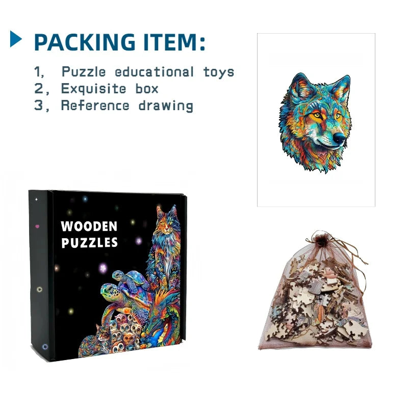 Owl Wooden Animal Puzzle DIY Crafts Brain Trainer Puzzles Game for Kids Adult Educational Wood Toy Gift Medium Difficulty Jigsaw