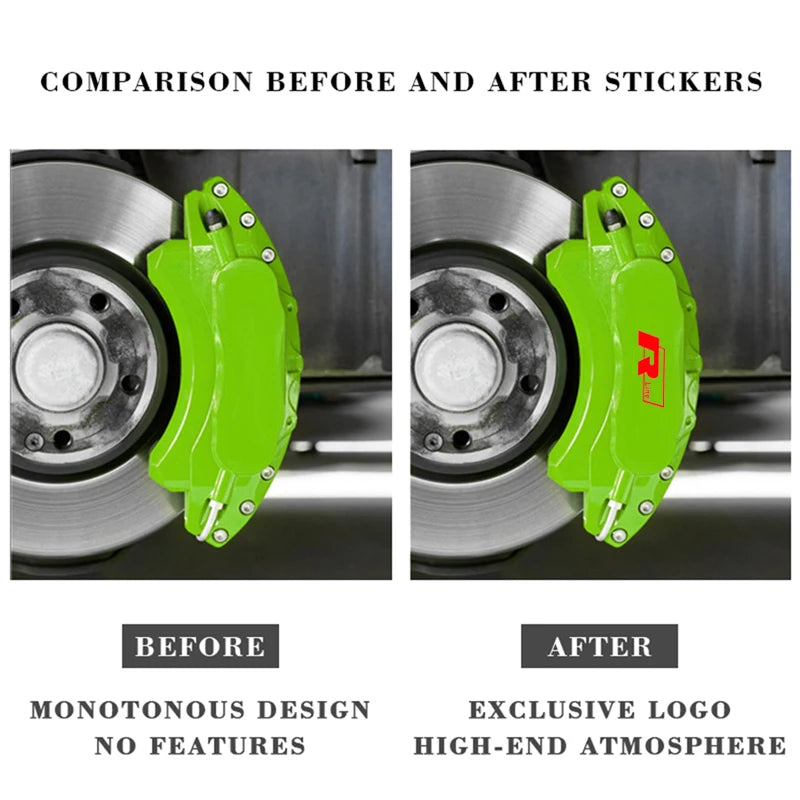 4Pcs Car Brake Caliper Vinyl Stickers for Volkswagen VW Rline R Line Golf 3 5 7 Polo Passat GTI Bora Jetta Vehicle Wheel Decals