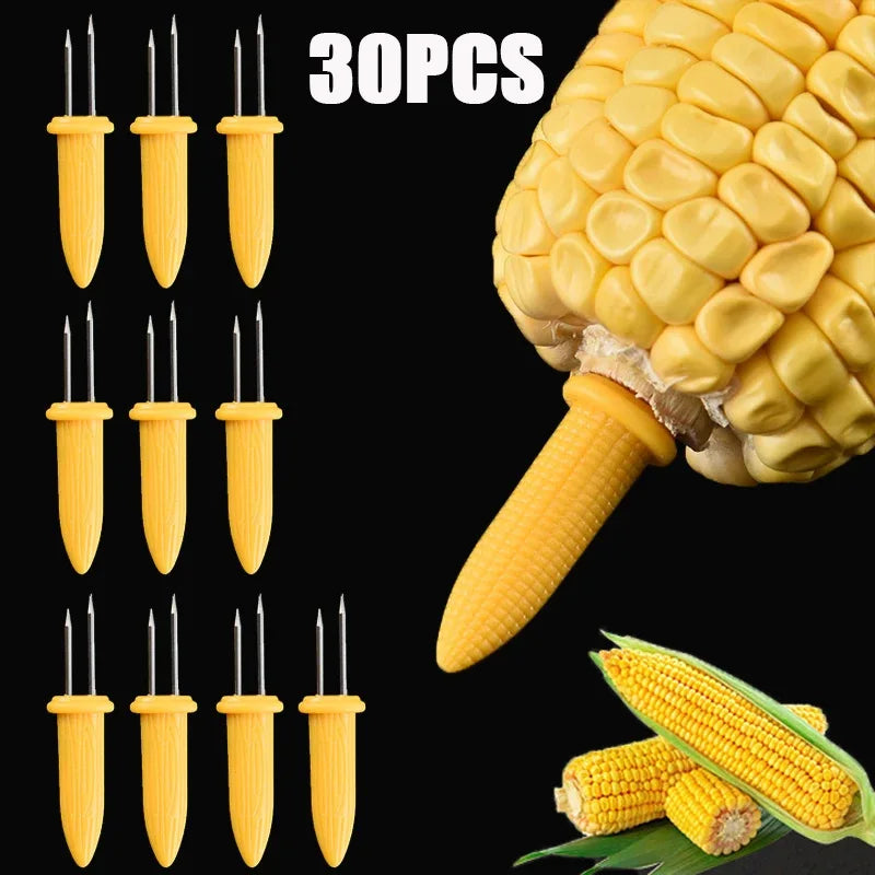 10/20/30Pcs Corn Fork BBQ Stainless Steel Corn Holders Handheld Anti Scalding Needle On The Cob Double Fork Barbecue Tool