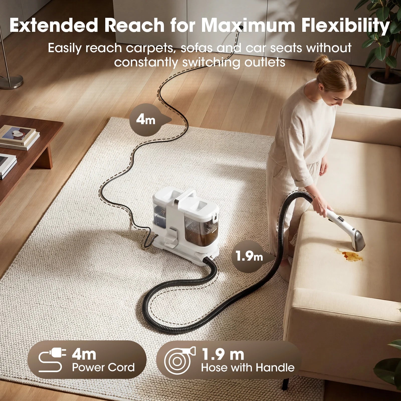 Lubluelu V2 Multi-Purpose Portable Carpet & Upholstery Spot Cleaner Machine, 16000Pa Powerful Suction Spot Cleaner Machine with Versatile Tools for Pets, 1L+0.8L Dual Water Tank, Area Rugs Car Seats And Couches