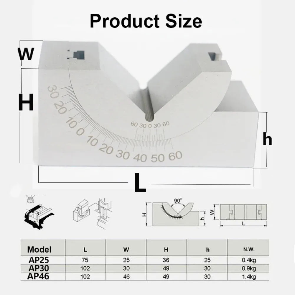 Milling Machine Precision Parts Adjustable Pad 0/30/60 Angle Gauge Debugge V Block Angler Top Tool AP25 AP30 AP46 For Measuring