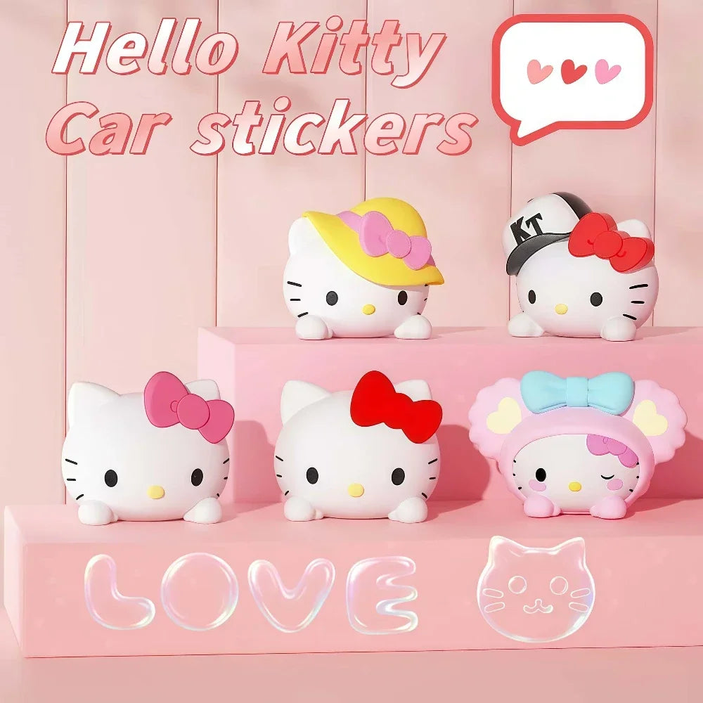 Cute Hello Kitty 3D Car  Waterproof Removable Kawaii Cartoon Anime Vehicle Stickers for Sedan SUV Truck Girl Driver Gifts Best