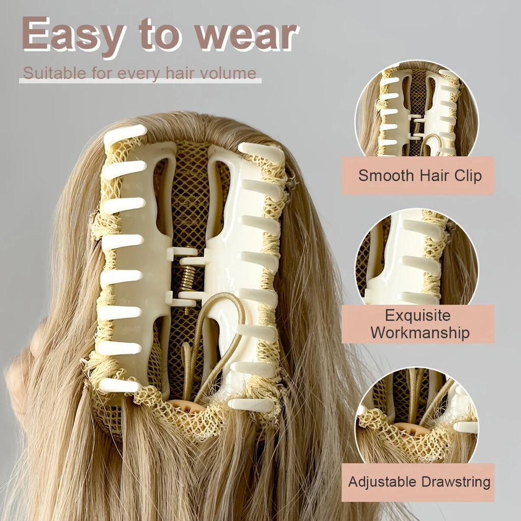 AOOSOO Synthetic Water Ponytail Hair Extension Clip On Woman's Ponytail Hair Accessories Long Curly Wig Natural Curly Black