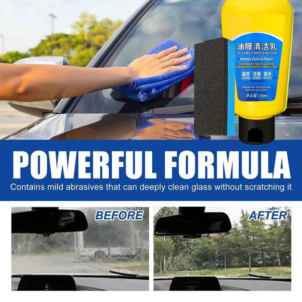 Glass Oil Film Remover Kit for Car, Oil Film Emulsion Glass Cleaner Quick Effect Coating Agent, Car Windshield Glass Cleaner