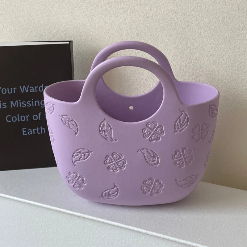 Dopamine Color EVA Shoulder Storage Tote Bag for Women, Waterproof, Stainproof, Versatile, Suitable for Beach, Daily Use, DIY De
