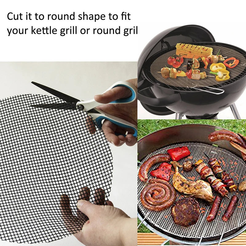 BBQ Grill Mesh Non-Stick Mat Reusable Sheet Heat Resistant Barbecue Net BBQ Grill durable Non-Stick Mesh Heat Resistant