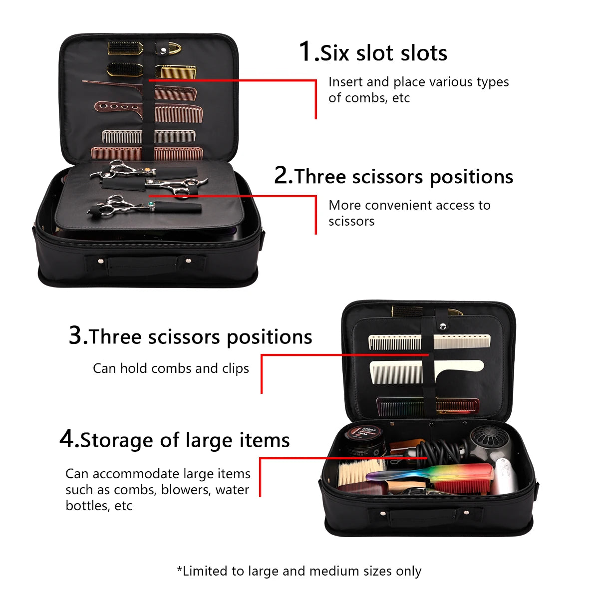 Large Capacity Barber Tool Storage Bag Multi-Function Organizer for Haircut Scissors Clippers Combs Styling Tools Valise Case