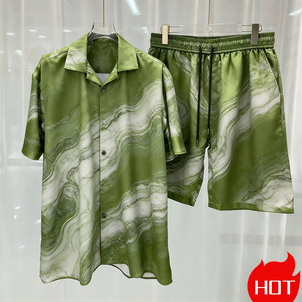 3D Graphics Printed men's Set Fashion two-piece Shorts Set high-quality Summer Short Sleeved Shirt Unisex Shirt Set Home Pajamas