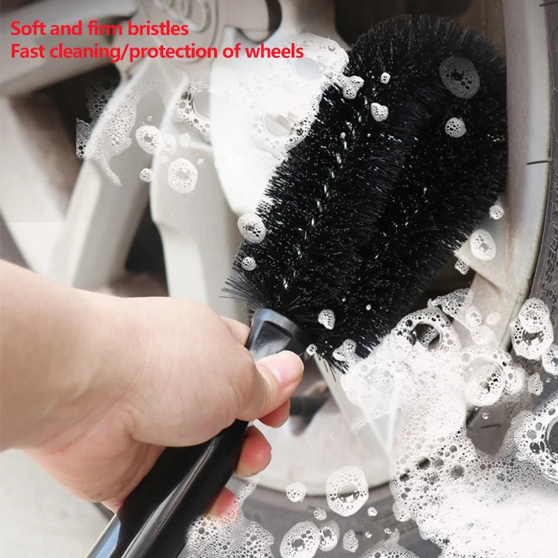 Car Wheel Brush Tire Cleaning Brushes Tools Car Rim Scrubber Cleaner Duster Handle Motorcycle Truck Wheels Car Detailing Brush