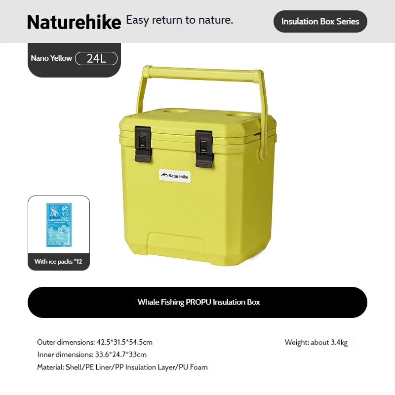 Naturehike Outdoor Camping Cooler Box 17/24/36L Insulated Ice Bucket Portable Car PU Refrigerator Large Capacity Pulley Ice Box