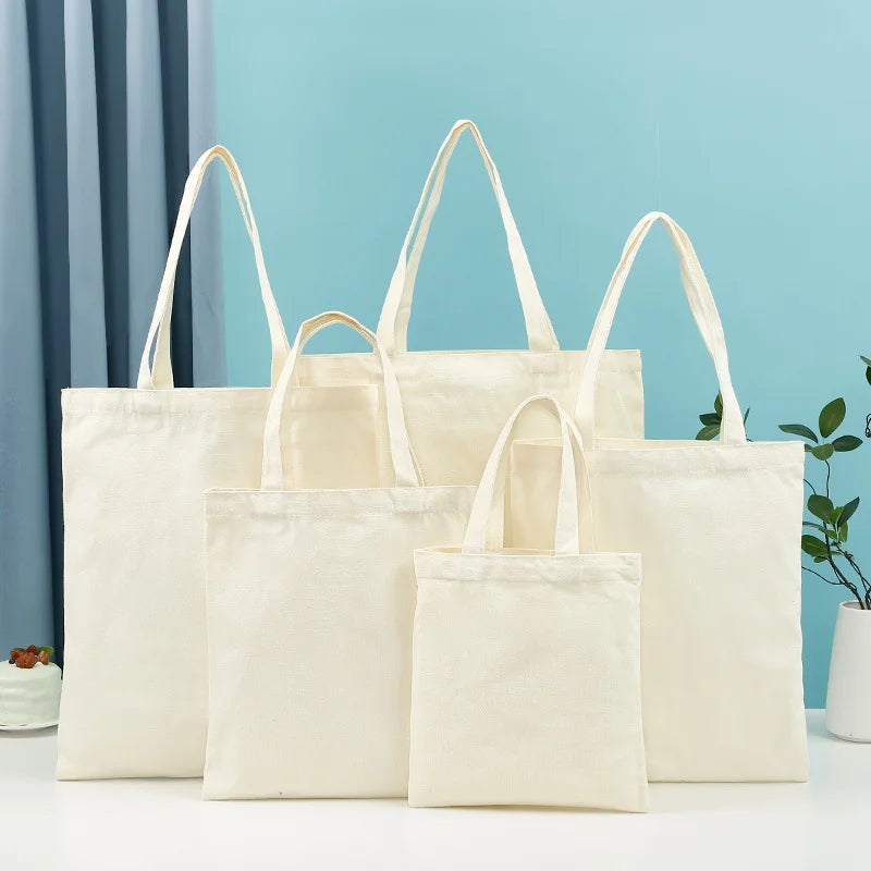 10pcs/lot Custom Logo 10oz Canvas Shoulder Bags Beige/Black/White Eco-Friendly Shopping Bag Personalize Large Capacity Handbags