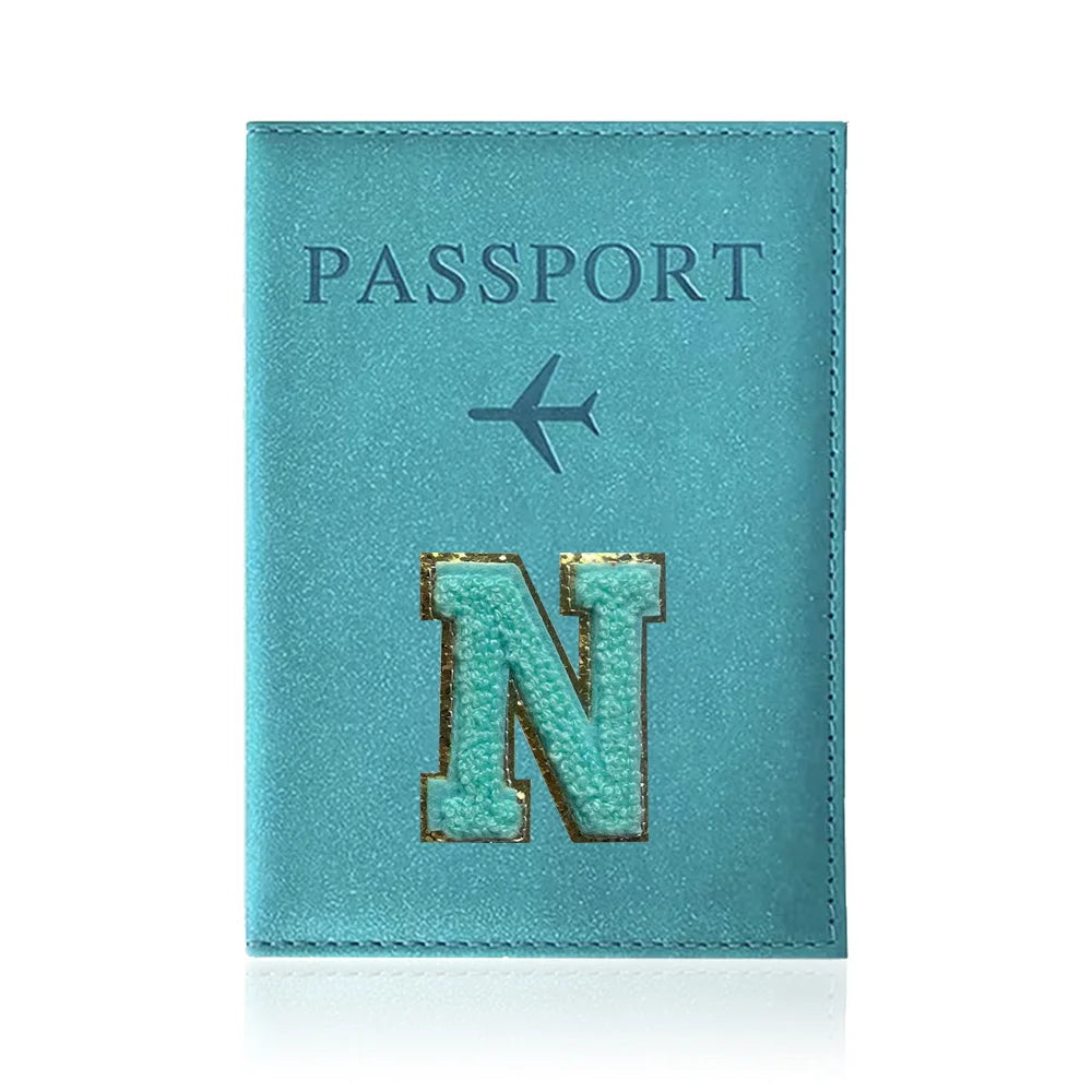 Passports Pouch Passport Protective Cover Green Letter Series Watertproof Passport Case Passports Holder PU ID Card Holders