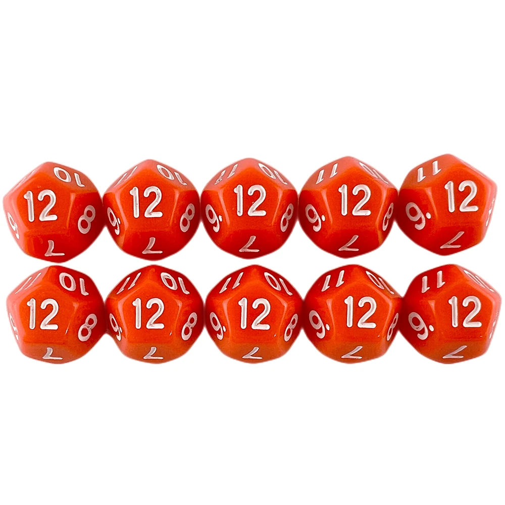 D12 Polyhedral Dice 18mm TRPG DND Digital Dice Game Set 12 Sides 10Pcs for Board Game