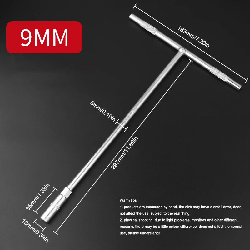 6-19 mm T-Style Socket Wrench Hexagon Nut Key Extended Hex Screwdrivers Automotive Tires Machinery Workshop Repair Hand Tools