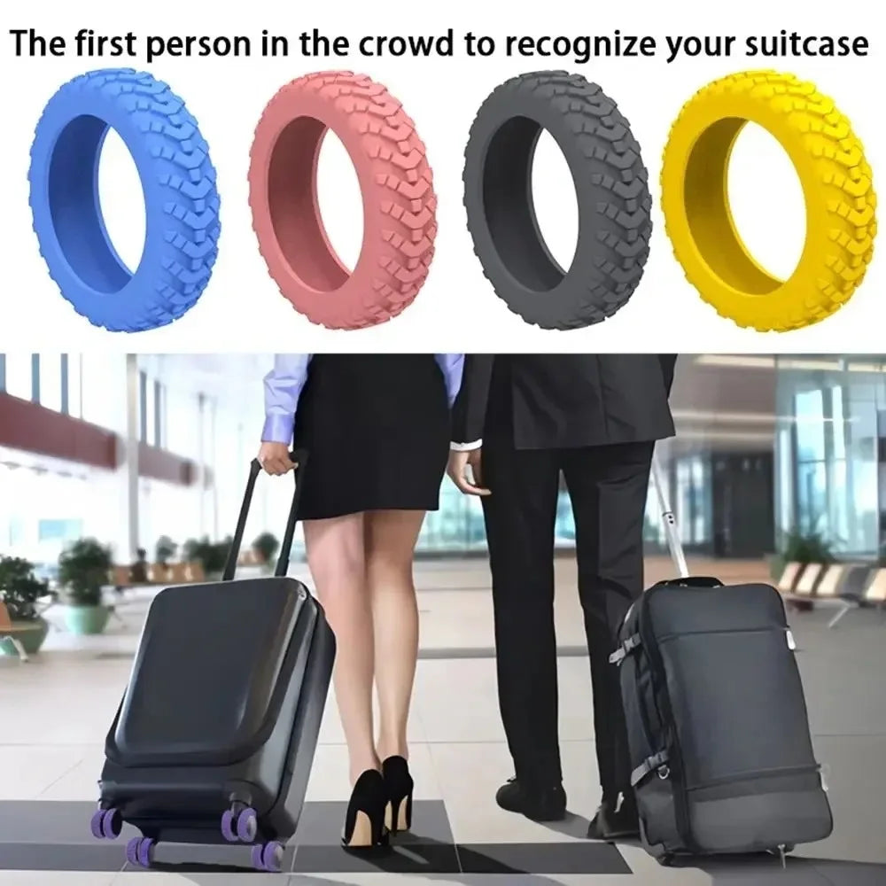 8PCS/Set Suitcase Wheels Protection Cover Silent Rubber Luggage Roller Cover Trolley Box Casters Cover Travel Luggage Caster Sho