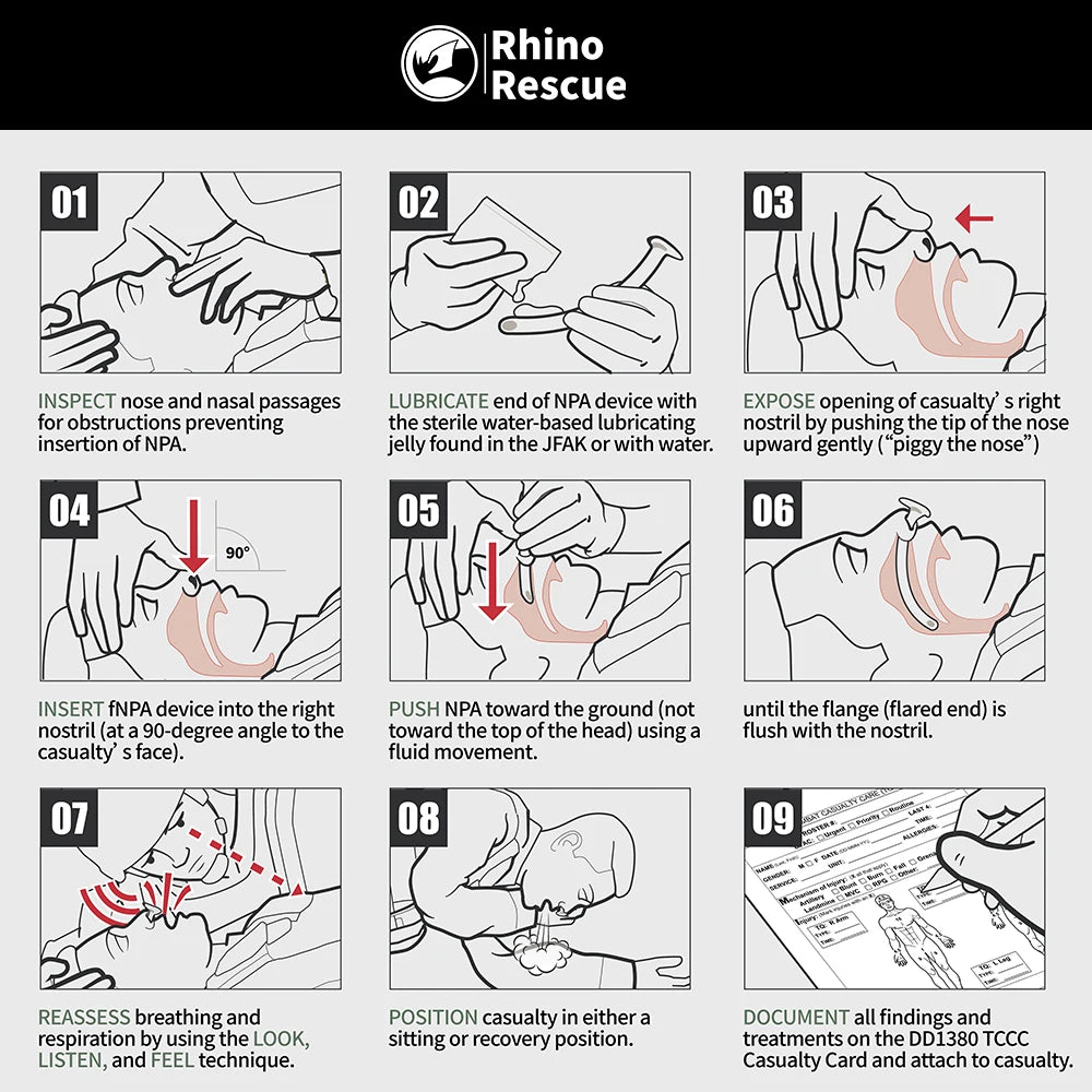 RHINO RESCUE Nasopharyngeal Airway, NPA Nasal Airway 28 FR. with Lubricants (2-Pack)