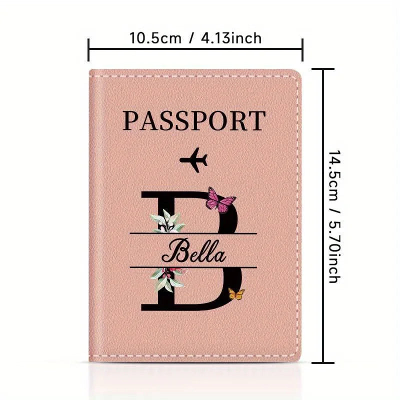 Personalized Custom Black Passport Holder with Custom Name - 26 Letters and Surname. Fashionable Foldable Travel Accessory