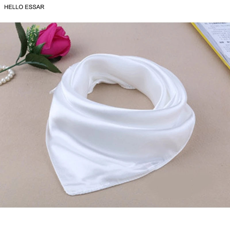 Four seasons new Solid Color Women Silk Scarf Fashion Airline stewardess Occupation 60X60cm small Kerchief Party Gift F1044