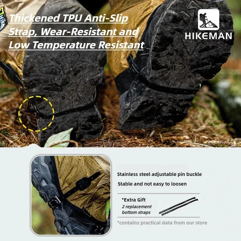 HIKEMAN 20D+UHMWPE Outdoor Hiking Gaiters Windproof Large Leg Covers for Camping Skiing Mountaineering and Desert Trekking