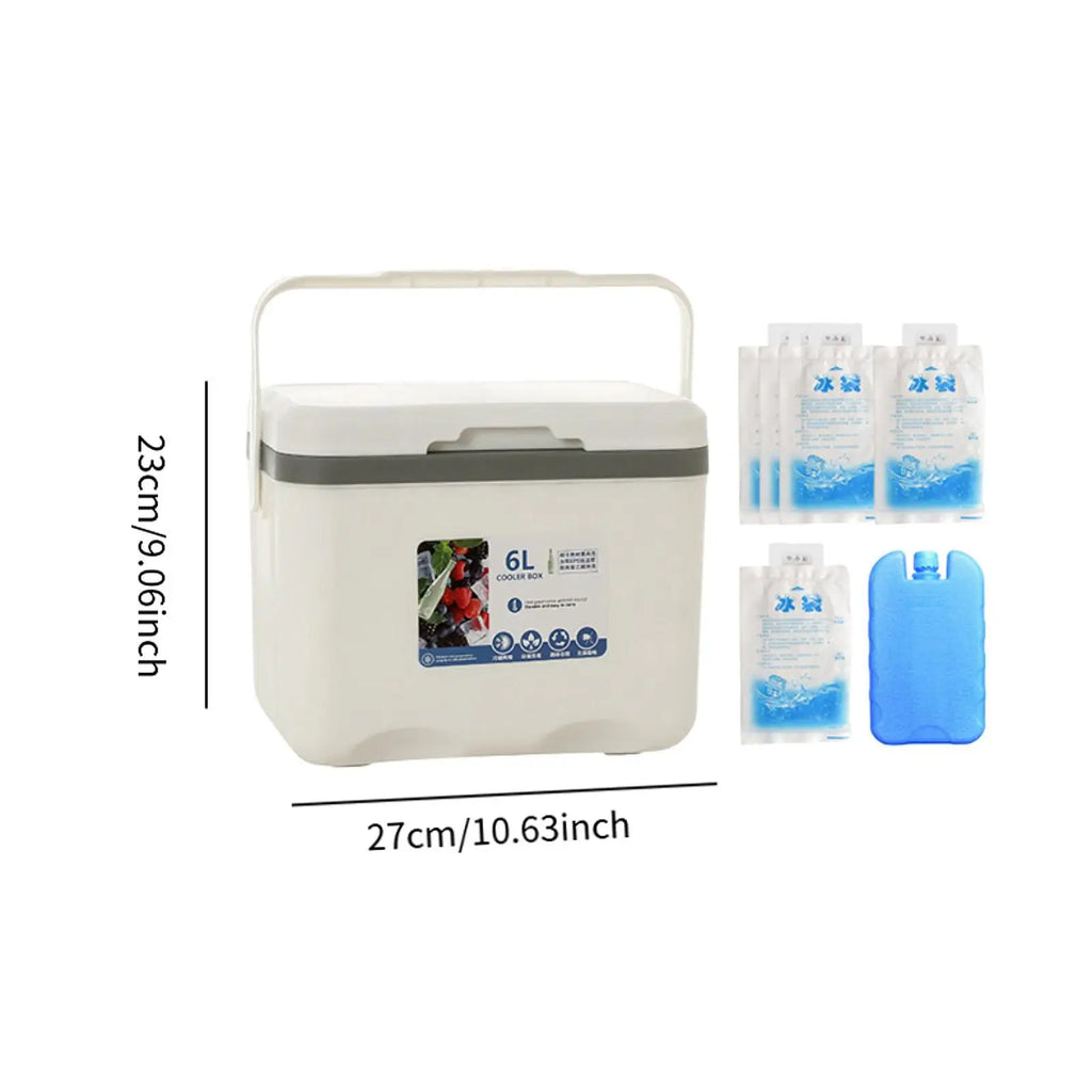 Camp Cooler, Ice Box Chest, 6 L with Handle Portable Cold Storage Case with Ice