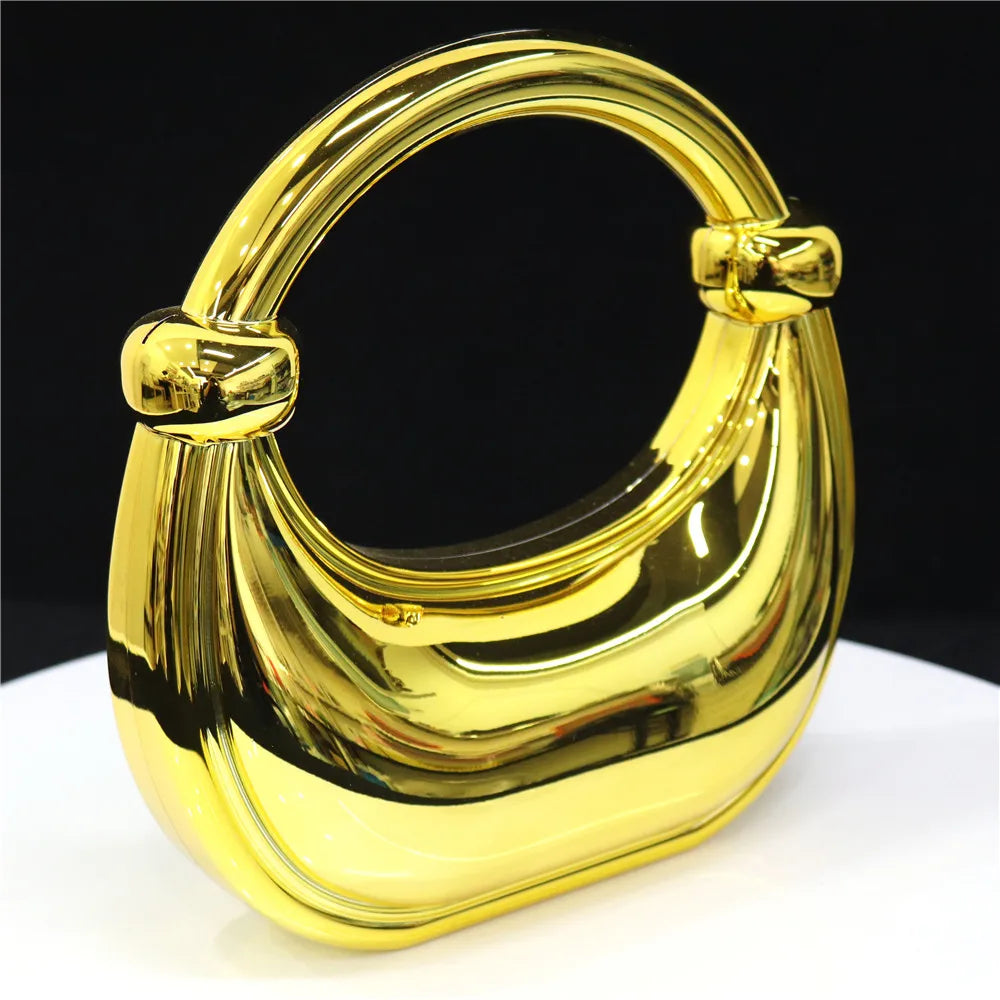Luxury Designer Evening Clutch Acrylic Women Handbags Fashion Shoulder Bag Half Moon Wedding Purses Party Tote Ladies