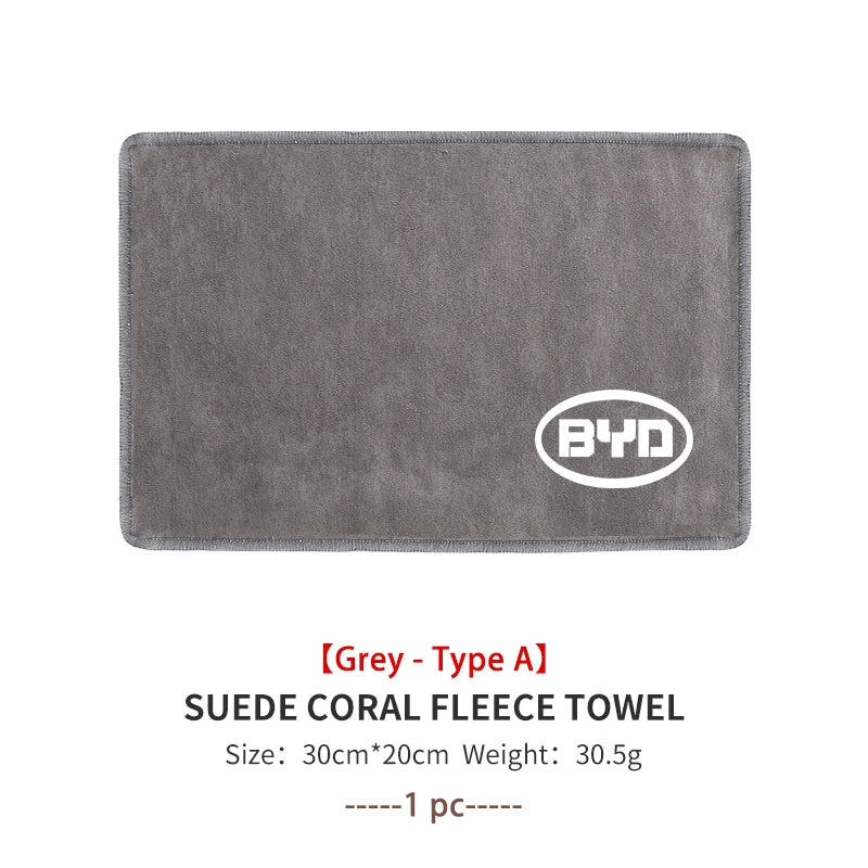 Car Cleaning Cloth Deer Skin Coral Soft Towel Auto Washing Tool Accessories For BYD Tang EV600 Han EV Yuan ATTO Song PLUS Pro