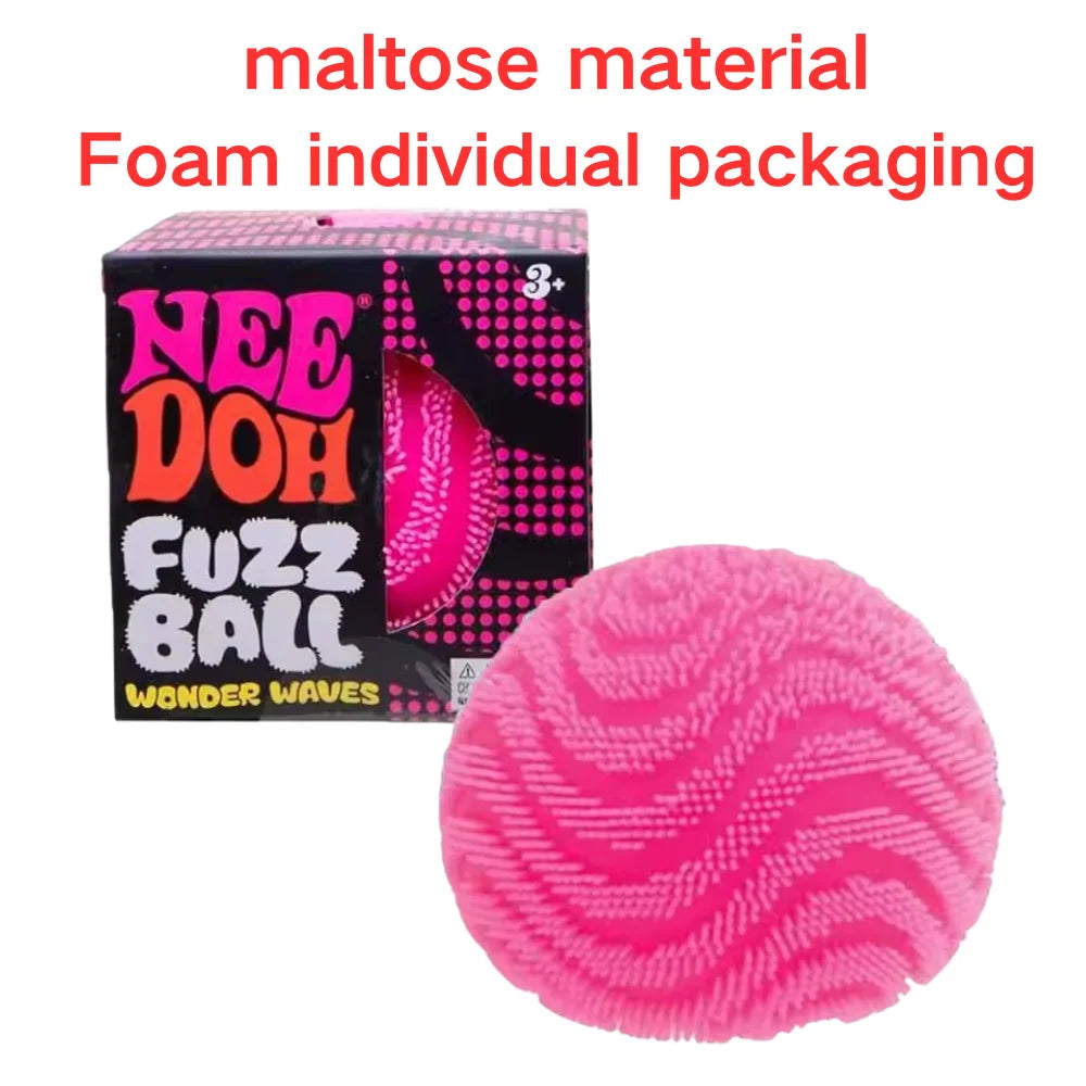 Nee Doh Fuzz Ball Wonder Waves Sensory Squeeze Toy Textured Stress Relief Fidget Ball for Adults Kids
